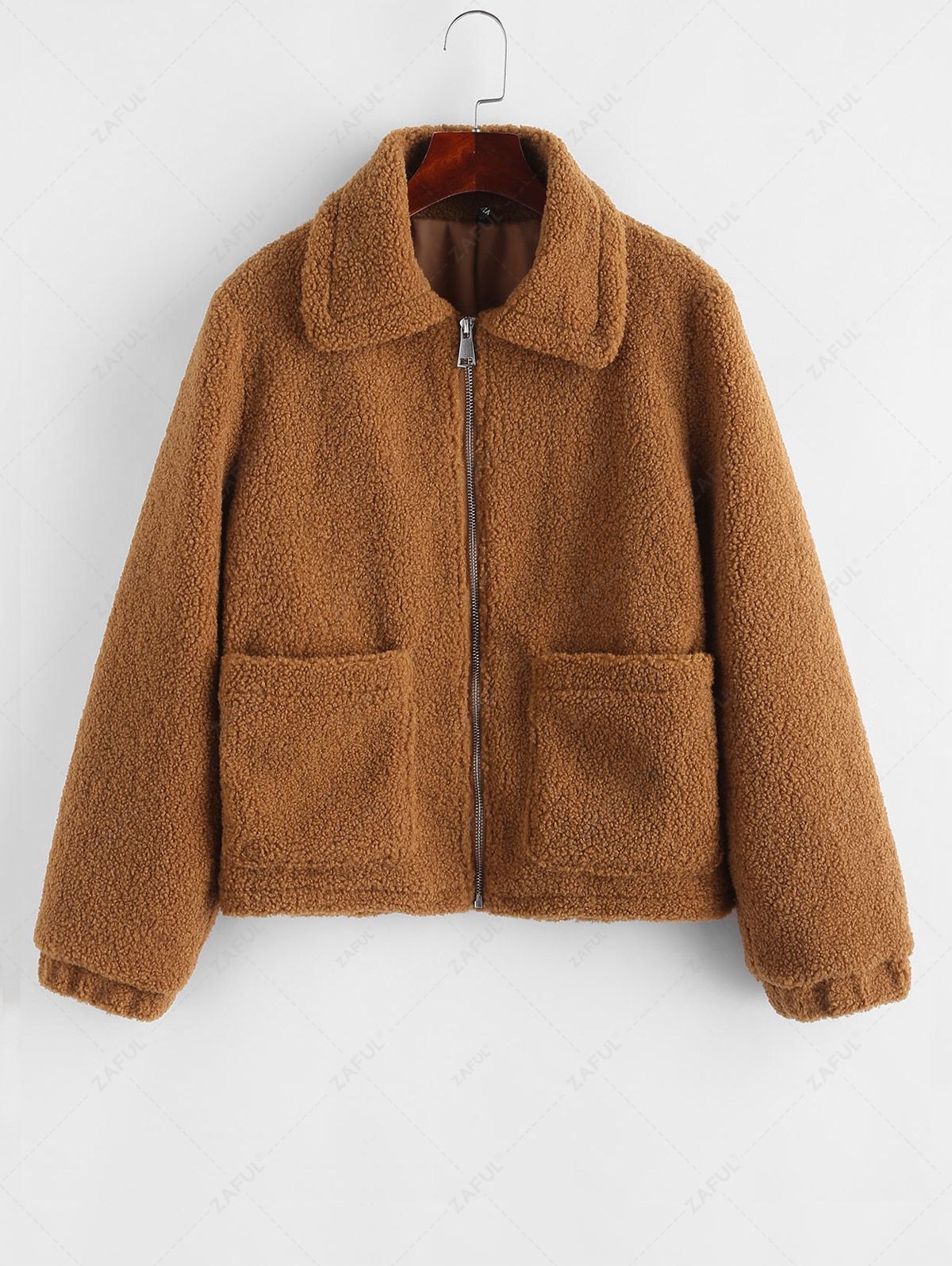 Zip Up Teddy Jacket - Zaful