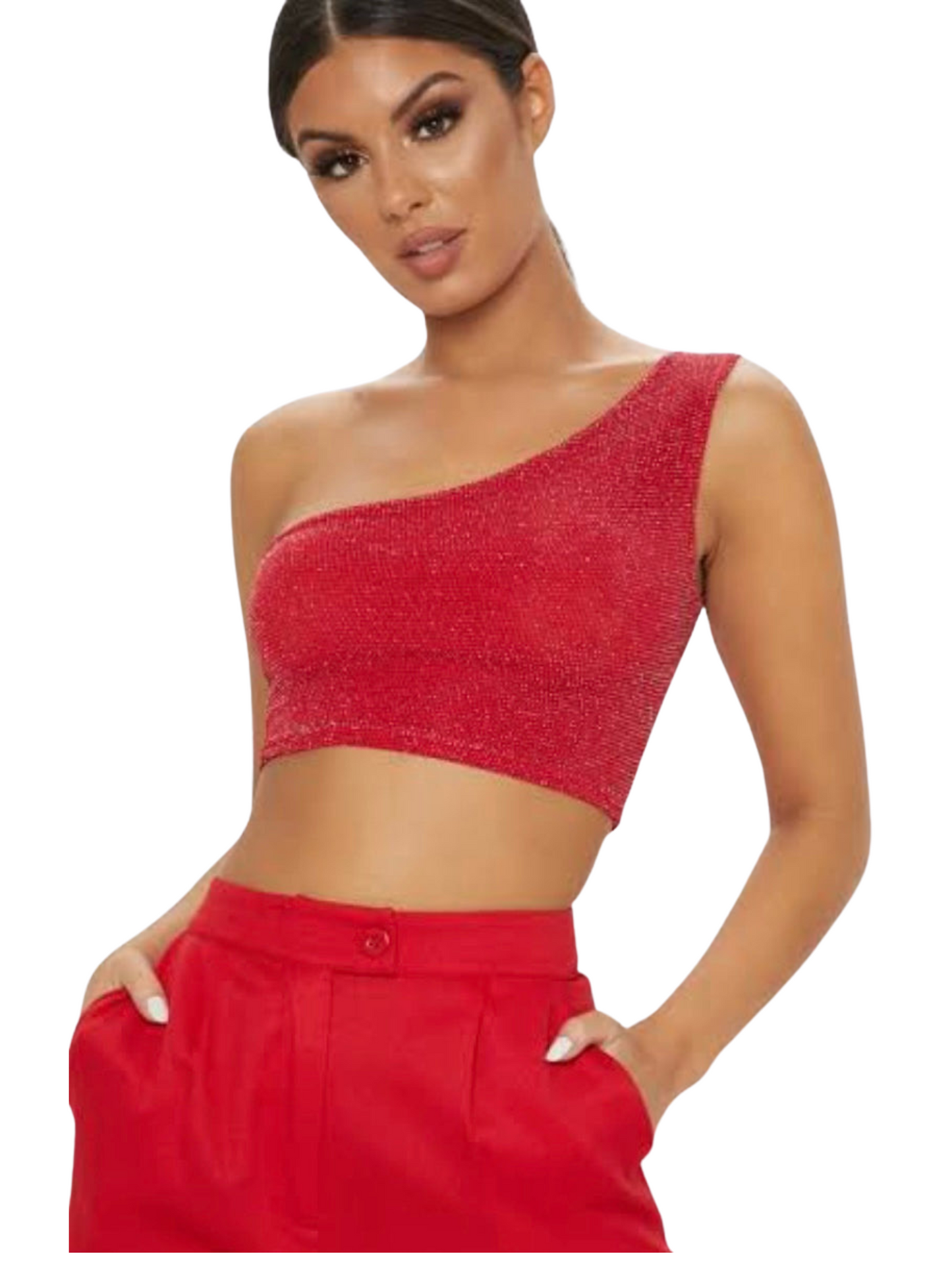 Red Glitter Crop Top - PLT