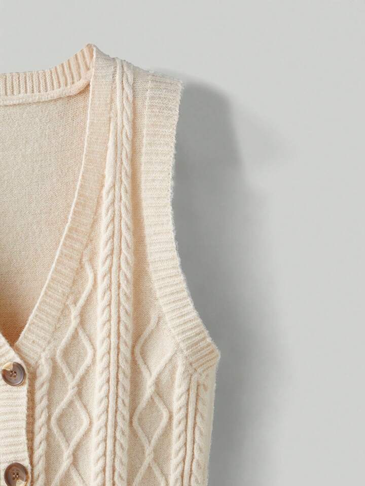 Cable Knit Front Sweater Vest