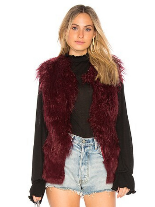 Burgundy Fur Vest