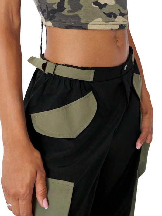 Color Block Cargo Pants - Shein