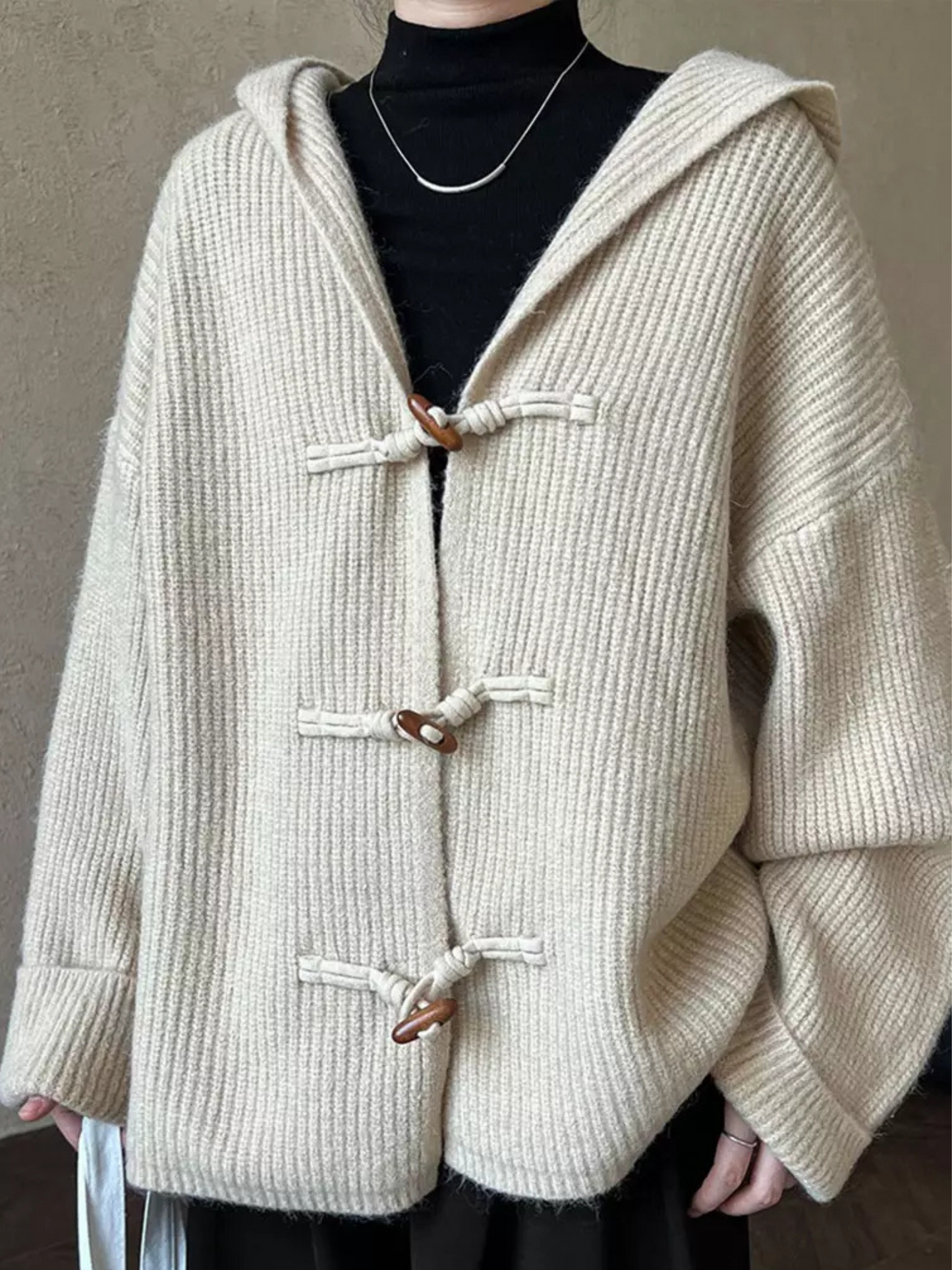 Hooded Knit Cardigan -French